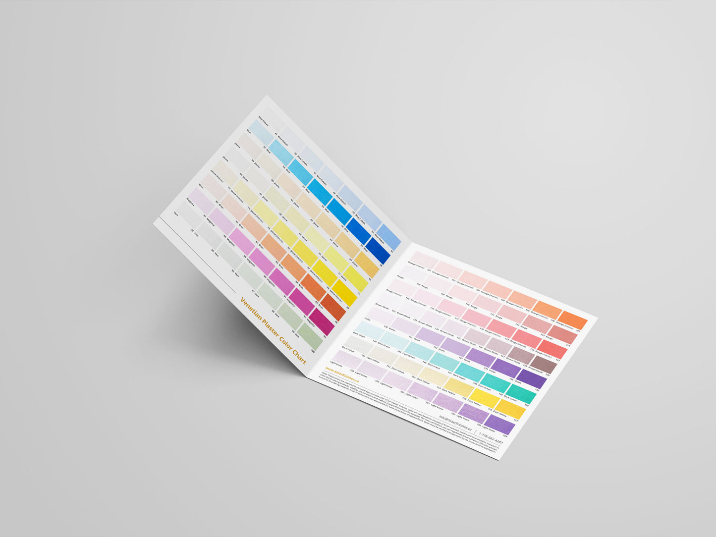 Decorative Venetian Plaster and Microcement Color Chart - 5 Star Finishes Ltd