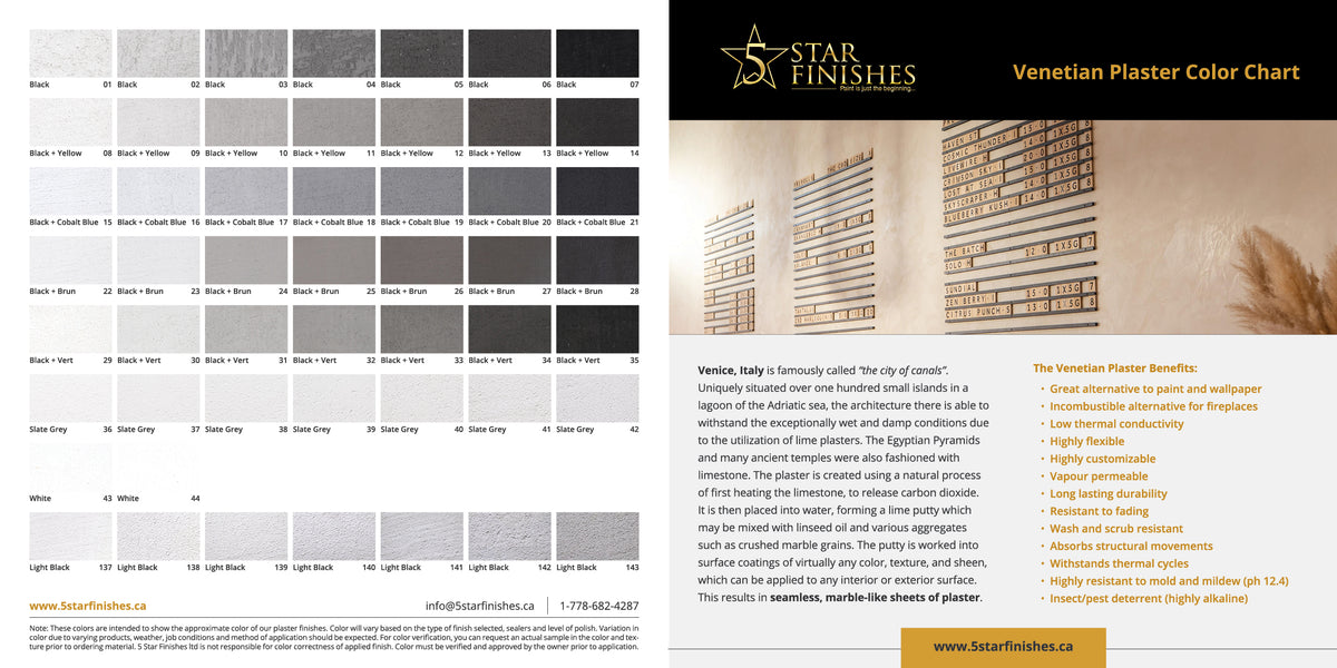 Venetian Plaster Color Chart | Microcement Color Chart – 5 Star ...