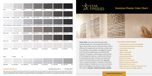 Decorative Venetian Plaster and Microcement Color Chart - 5 Star Finishes Ltd